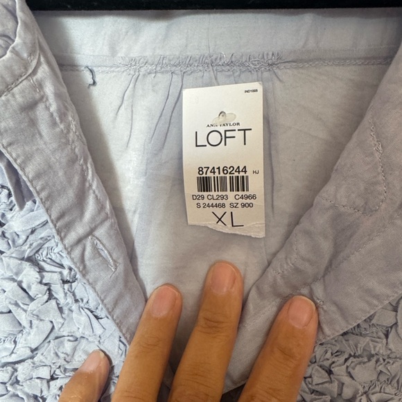 Gray Ruffled Button-Up Blouse - Picture 7 of 9